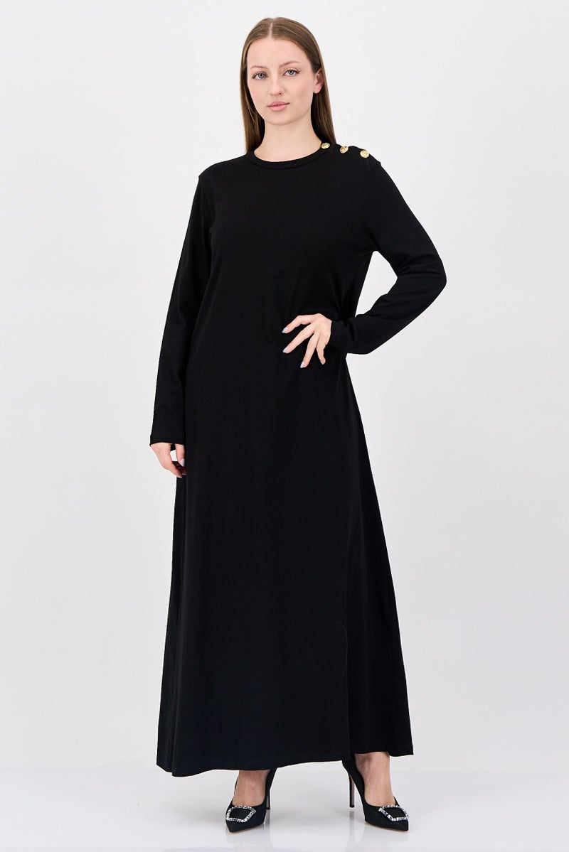 trendyol Women Solid Maxi Dress, Black - Image 1